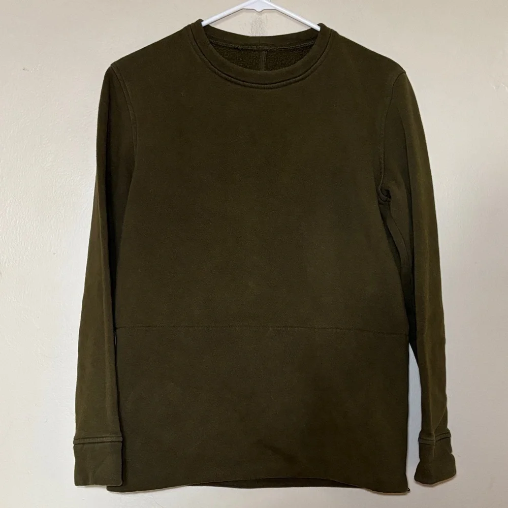 Men's Olive Crewneck Sweatshirt - Casual Long Sleeve